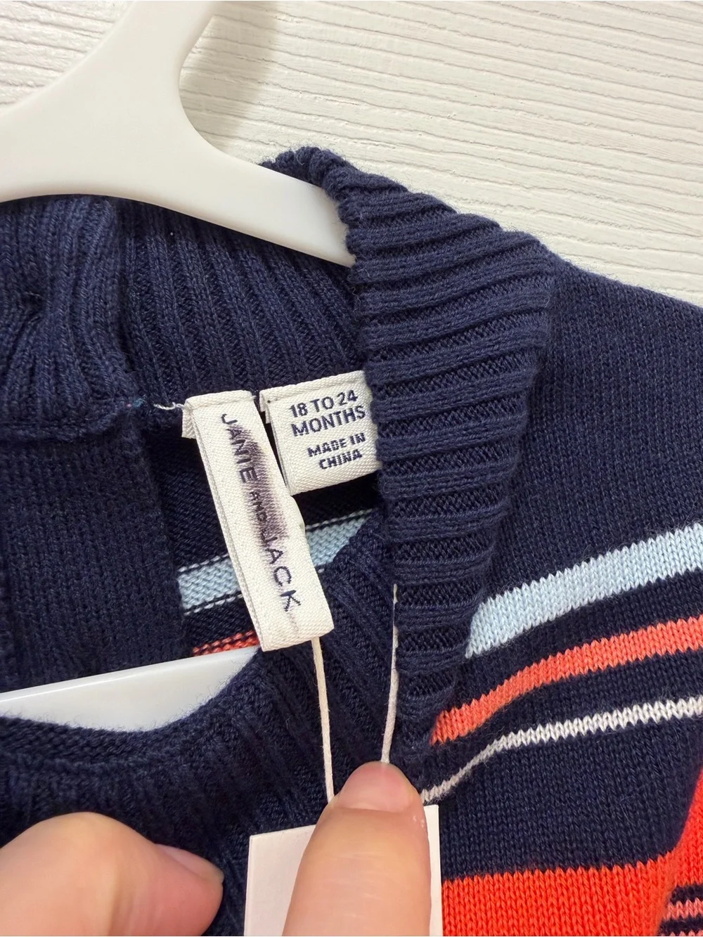 Janie and Jack Navy Multicolor Striped Ruffle-Hem Sweater